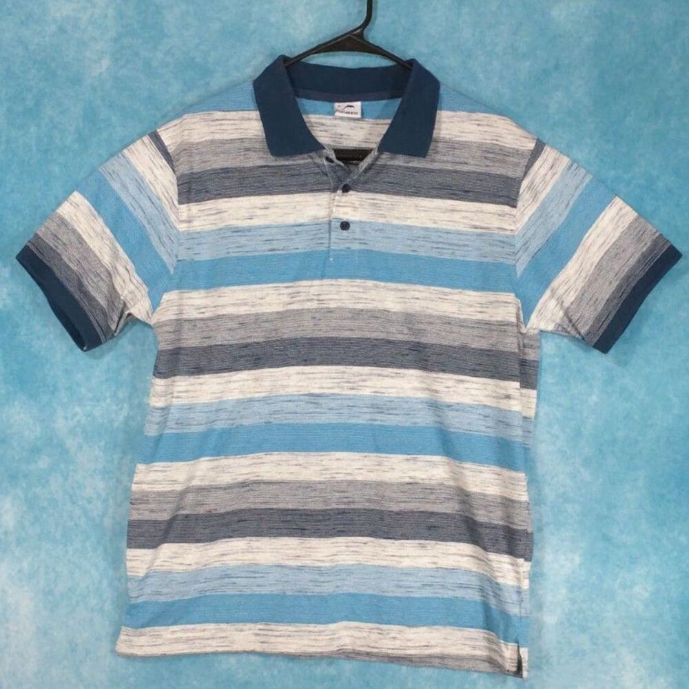 Gioberti Men's Striped Polo, Blue/White/Gray, Size Medium